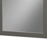 Benzara Rectangular Wall Mirror with Wooden Frame, Gray and Silver BM232185 Gray and Silver Solid Wood, Veneer and Mirror BM232185