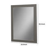 Benzara Rectangular Wall Mirror with Wooden Frame, Gray and Silver BM232185 Gray and Silver Solid Wood, Veneer and Mirror BM232185