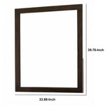 Benzara Rectangular Shape Wall Mirror with Wooden Frame, Walnut Brown BM232186 Brown Solid Wood and Mirror BM232186