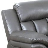 Benzara Leatherette Manual Recliner with Pillow Top Arms, Gray BM232354 Gray Solid Wood, Leatherette BM232354