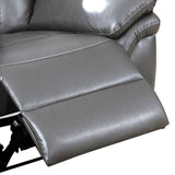 Benzara Leatherette Manual Recliner with Pillow Top Arms, Gray BM232354 Gray Solid Wood, Leatherette BM232354