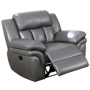 Benzara Leatherette Manual Recliner with Pillow Top Arms, Gray BM232354 Gray Solid Wood, Leatherette BM232354