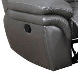 Benzara Leatherette Manual Recliner with Pillow Top Arms, Gray BM232354 Gray Solid Wood, Leatherette BM232354