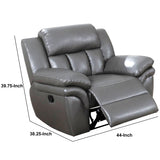 Benzara Leatherette Manual Recliner with Pillow Top Arms, Gray BM232354 Gray Solid Wood, Leatherette BM232354