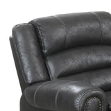 Benzara Leatherette Manual Motion Recliner with Tufted Back, Black BM232357 Black Solid Wood, Leatherette BM232357