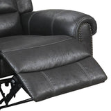 Benzara Leatherette Manual Motion Recliner with Tufted Back, Black BM232357 Black Solid Wood, Leatherette BM232357