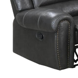 Benzara Leatherette Manual Motion Recliner with Tufted Back, Black BM232357 Black Solid Wood, Leatherette BM232357