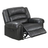 Benzara Leatherette Manual Motion Recliner with Tufted Back, Black BM232357 Black Solid Wood, Leatherette BM232357