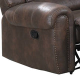 Benzara Leatherette Manual Motion Recliner with Tufted Back, Brown BM232358 Brown Solid Wood, Leatherette BM232358