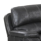 Benzara Leatherette Manual Recliner with Stitched Details, Black BM232359 Black Solid Wood, Leatherette BM232359