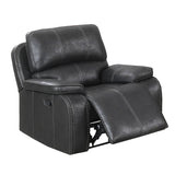 Leatherette Manual Recliner with Stitched Details, Black