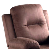 Benzara Fabric Upholstered Recliner with Tufted Back, Brown BM232413 Brown Fabric, Solid Wood and Metal BM232413