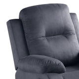 Benzara Fabric Upholstered Recliner with Tufted Back, Gray BM232414 Gray Fabric, Solid Wood and Metal BM232414