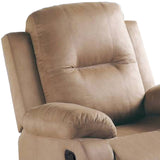 Benzara Fabric Upholstered Recliner with Tufted Back, Beige BM232415 Beige Fabric, Solid Wood and Metal BM232415