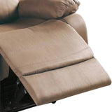 Benzara Fabric Upholstered Recliner with Tufted Back, Beige BM232415 Beige Fabric, Solid Wood and Metal BM232415