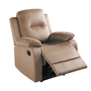 Benzara Fabric Upholstered Recliner with Tufted Back, Beige BM232415 Beige Fabric, Solid Wood and Metal BM232415