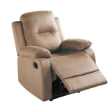 Benzara Fabric Upholstered Recliner with Tufted Back, Beige BM232415 Beige Fabric, Solid Wood and Metal BM232415