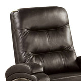 Benzara Nailhead Trim Leatherette Recliner with Sloped Arms, Brown BM232417 Brown Faux Leather, Solid Wood and Metal BM232417