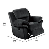 Benzara Fabric Upholstered Power Recliner with Pillow Arms, Gray BM232422 Gray Fabric, Solid Wood and Metal BM232422