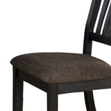 Benzara Fabric Upholstered Slat Back Dining Chair, Set of 2, Brown BM232562 Brown Solid Wood, Fabric BM232562