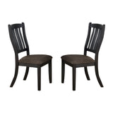 Fabric Upholstered Slat Back Dining Chair, Set of 2, Brown