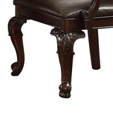 Benzara Button Tufted Leatherette Traditional Armchair, Set of 2, Brown BM232565 Brown Solid Wood, Leatherette BM232565