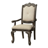 Benzara Button Tufted Fabric Seat Traditional Armchair, Set of 2, Gray BM232567 Gray Solid Wood, Fabric BM232567