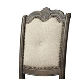 Benzara Button Tufted Fabric Seat Traditional Side Chair, Set of 2, Gray BM232568 Gray Solid Wood, Fabric BM232568