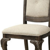 Benzara Button Tufted Fabric Seat Traditional Side Chair, Set of 2, Gray BM232568 Gray Solid Wood, Fabric BM232568