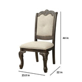 Benzara Button Tufted Fabric Seat Traditional Side Chair, Set of 2, Gray BM232568 Gray Solid Wood, Fabric BM232568