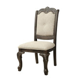 Benzara Button Tufted Fabric Seat Traditional Side Chair, Set of 2, Gray BM232568 Gray Solid Wood, Fabric BM232568