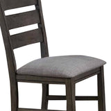 Benzara Ladder Back Fabric padded Side Chair, Set of 2, Gray BM232569 Gray Solid Wood, Fabric BM232569