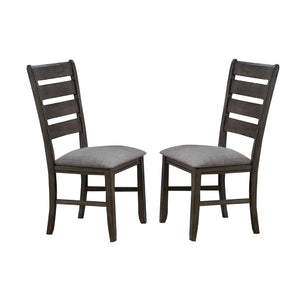 Benzara Ladder Back Fabric padded Side Chair, Set of 2, Gray BM232569 Gray Solid Wood, Fabric BM232569