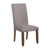 Benzara Fabric Upholstered Dining Chair, Set of 2, Brown and Gray BM232571 Brown, Gray Solid Wood, Fabric BM232571