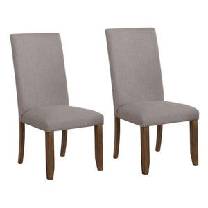 Benzara Fabric Upholstered Dining Chair, Set of 2, Brown and Gray BM232571 Brown, Gray Solid Wood, Fabric BM232571