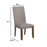 Benzara Fabric Upholstered Dining Chair, Set of 2, Brown and Gray BM232571 Brown, Gray Solid Wood, Fabric BM232571