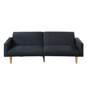 Benzara Fabric Adjustable Sofa with Chevron Pattern and Splayed Legs, Black BM232614 Black Solid wood, Plywood, Fabric BM232614