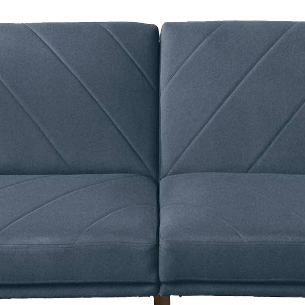 Benzara Fabric Adjustable Sofa with Chevron Pattern and Splayed Legs, Navy Blue BM232616 Blue Solid wood, Plywood, Fabric BM232616