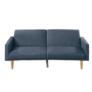 Benzara Fabric Adjustable Sofa with Chevron Pattern and Splayed Legs, Navy Blue BM232616 Blue Solid wood, Plywood, Fabric BM232616