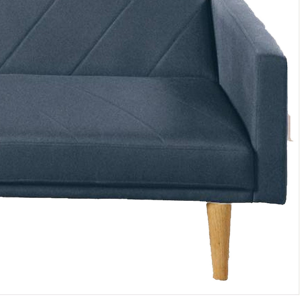 Benzara Fabric Adjustable Sofa with Chevron Pattern and Splayed Legs, Navy Blue BM232616 Blue Solid wood, Plywood, Fabric BM232616