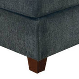 Benzara 37 Inches Fabric Upholstered Wooden Ottoman, Gray BM232630 Gray Solid Wood and Fabric BM232630