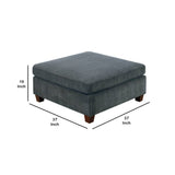 Benzara 37 Inches Fabric Upholstered Wooden Ottoman, Gray BM232630 Gray Solid Wood and Fabric BM232630