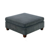 Benzara 37 Inches Fabric Upholstered Wooden Ottoman, Gray BM232630 Gray Solid Wood and Fabric BM232630