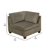 Benzara 37 Inches Fabric Upholstered Wooden Corner Wedge, Taupe Brown BM232631 Brown Solid Wood and Fabric BM232631