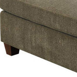 Benzara 37 Inches Fabric Upholstered Wooden Ottoman, Taupe Brown BM232632 Brown Solid Wood and Fabric BM232632