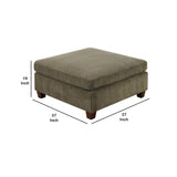 Benzara 37 Inches Fabric Upholstered Wooden Ottoman, Taupe Brown BM232632 Brown Solid Wood and Fabric BM232632