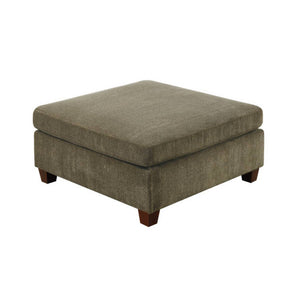 Benzara 37 Inches Fabric Upholstered Wooden Ottoman, Taupe Brown BM232632 Brown Solid Wood and Fabric BM232632