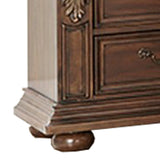 Benzara 3 Drawer Wooden Nightstand with Molded and Carved Details, Brown BM232648 Brown Wood BM232648