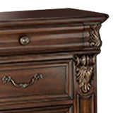 Benzara 3 Drawer Wooden Nightstand with Molded and Carved Details, Brown BM232648 Brown Wood BM232648