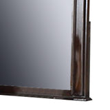 Benzara Scalloped Crown Top Wooden Frame Wall Mirror with Molded Details, Brown BM232649 Brown Wood BM232649